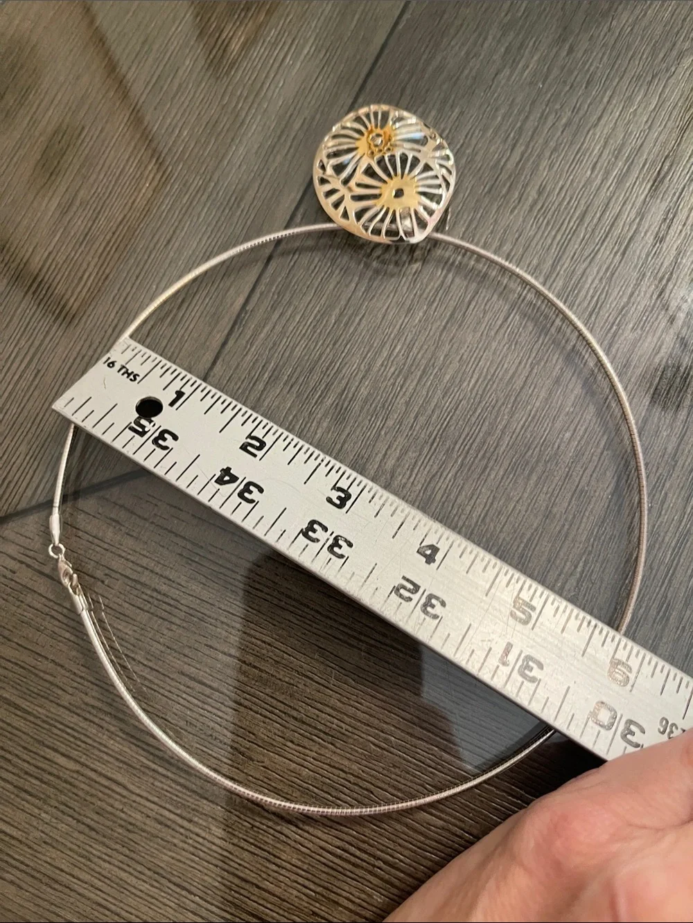Vintage Two-tone Best Floral Cutout Slid / Pendant Wire Necklace